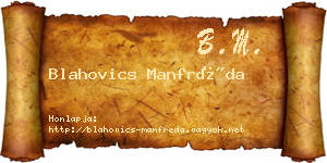 Blahovics Manfréda névjegykártya
